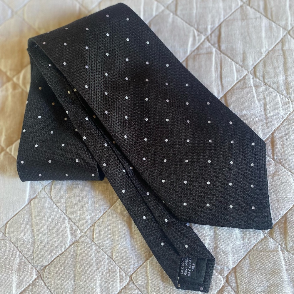 Antonio Ricci Black Polka Dot Silk Tie